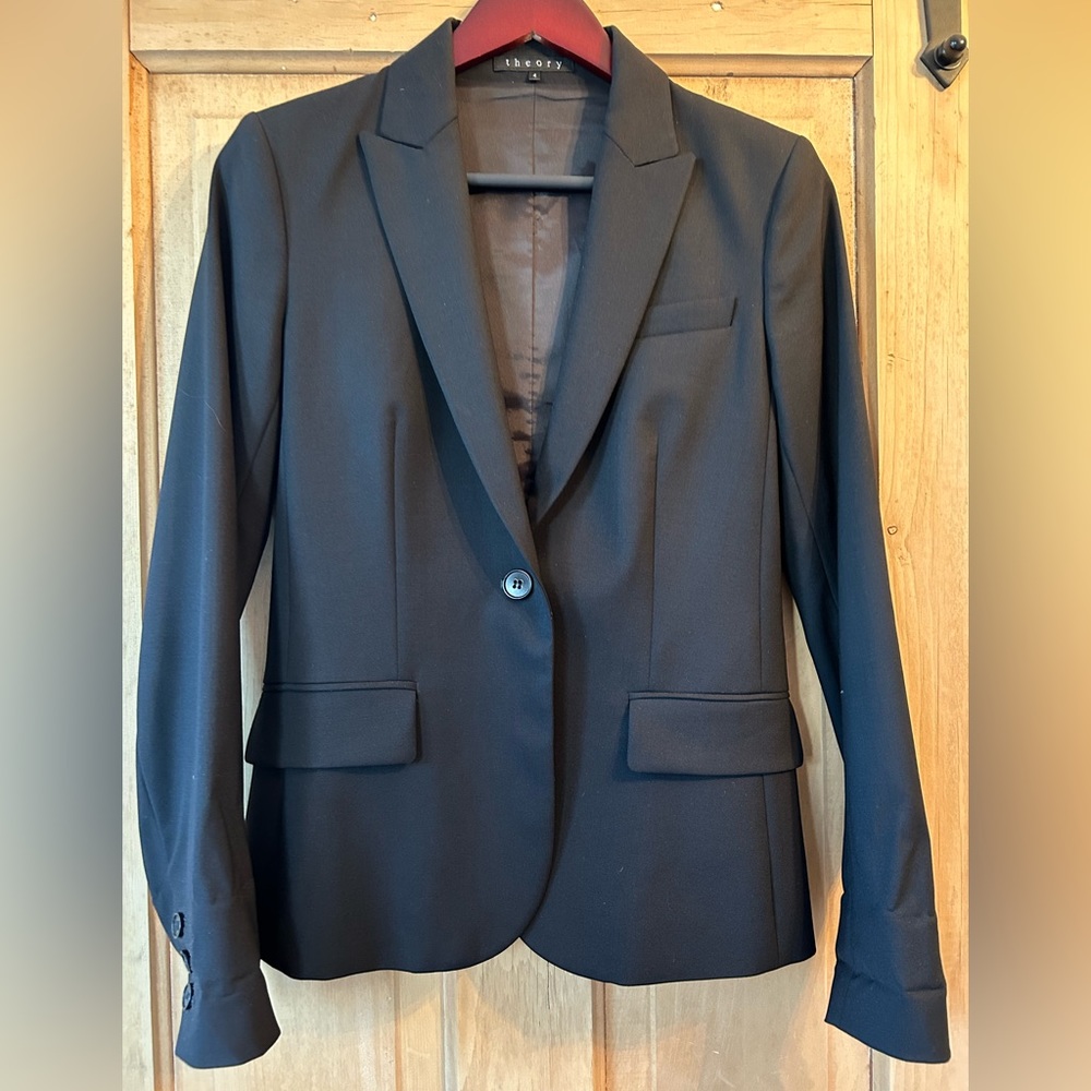 Theory Black Wool Suiting Blazer